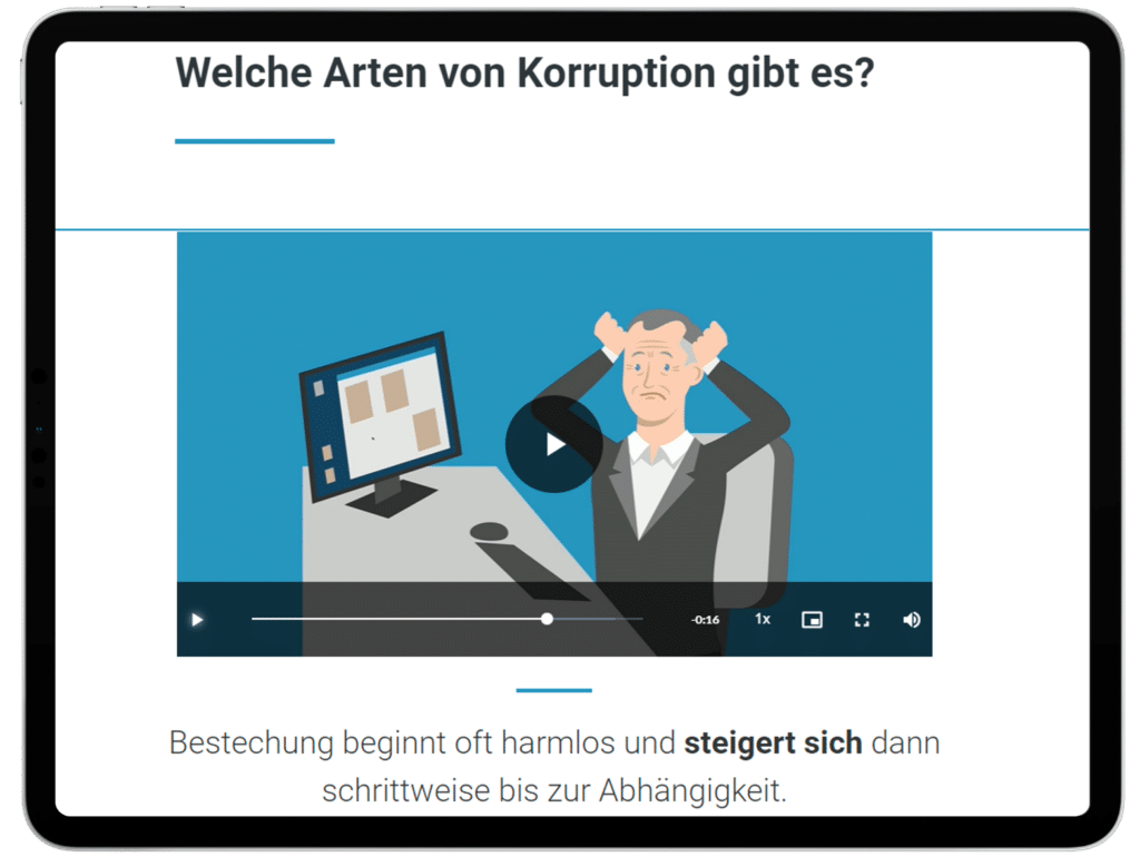 WBT Arten der Korruption WebTrainer Datenschutz Arten der Korruption