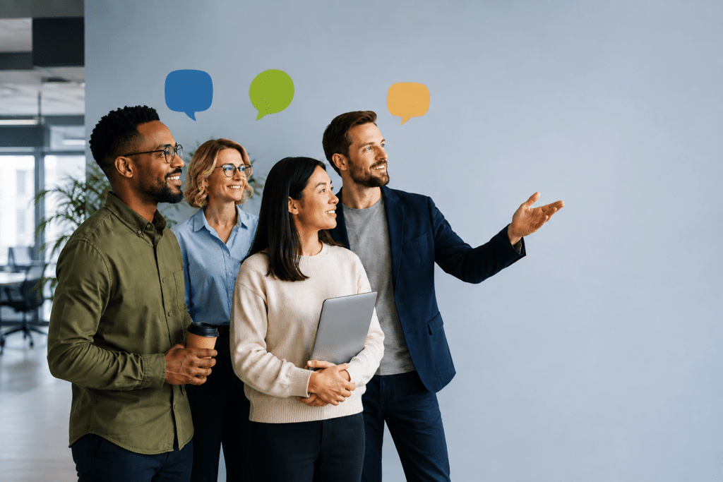 KI Bild diverse Personen und Gespräche